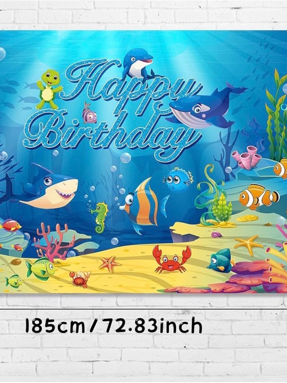 Blue Underwater Ocean Theme Happy Birthday Backdrop